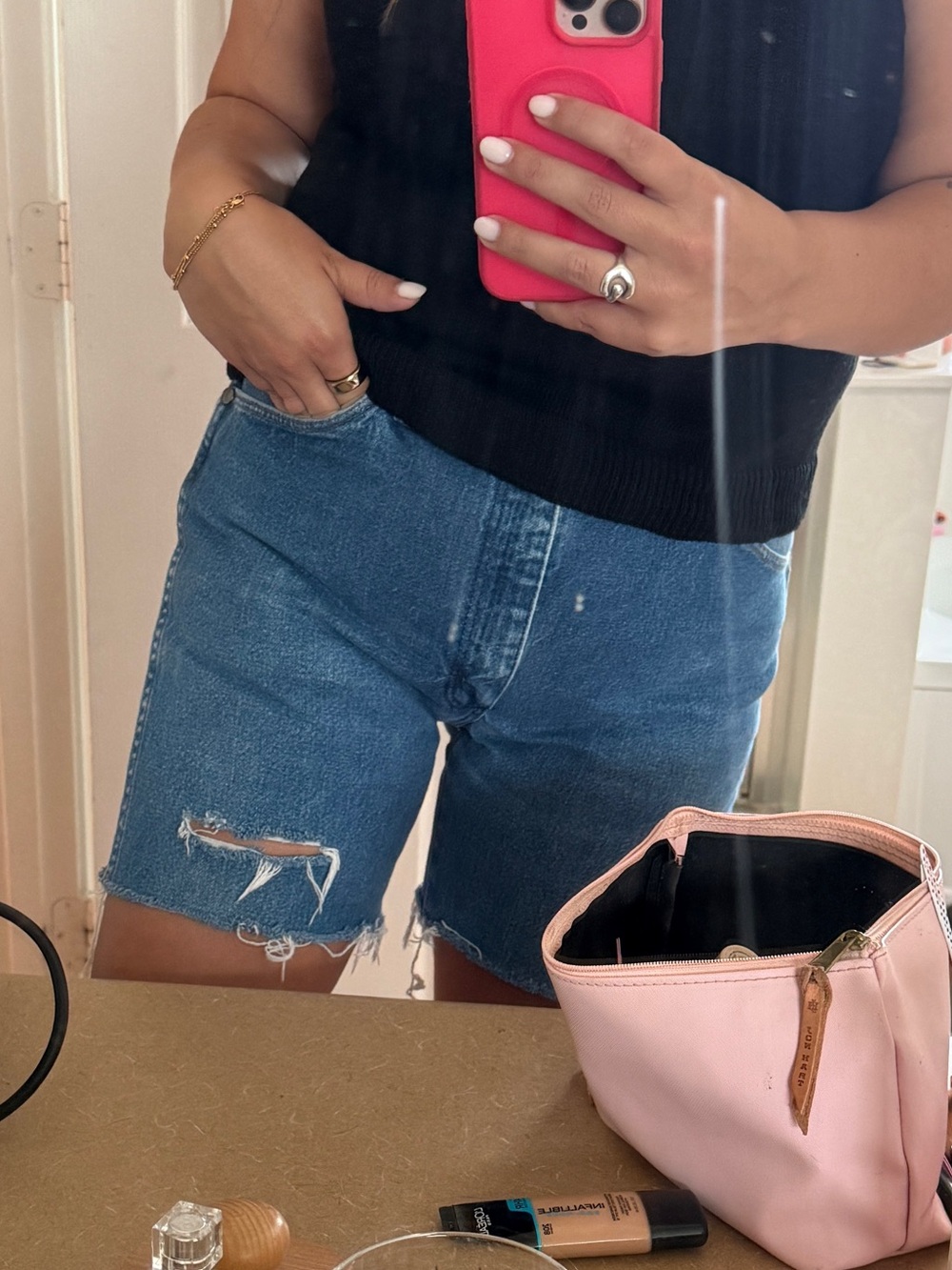 Vintage Wrangler High-Waist Distressed Denim Shorts - Best for size 8/10